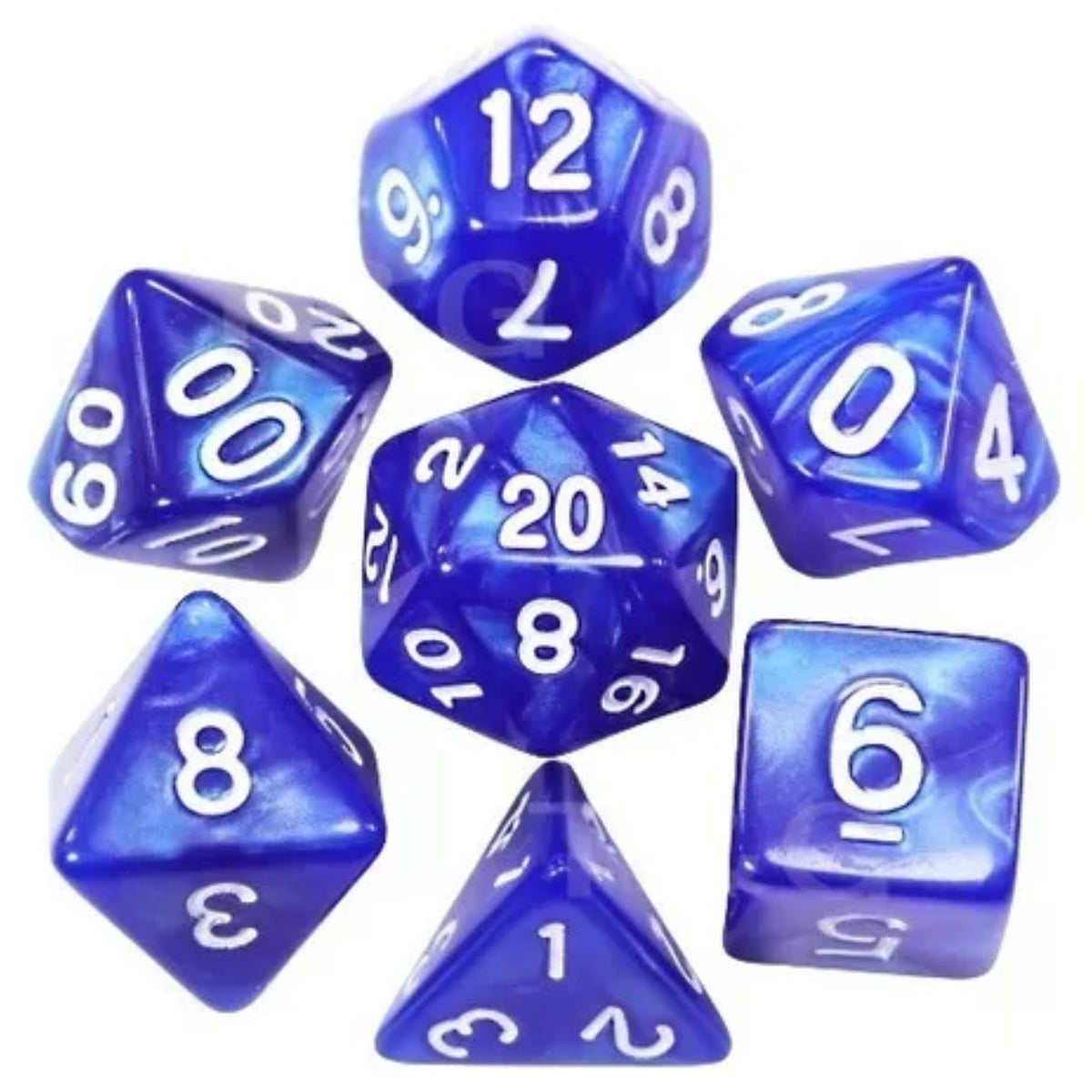 Conjunto de Dados para Rpg Azul com N° Branco Conjunto de Dados para Rpg Azul com N° Branco